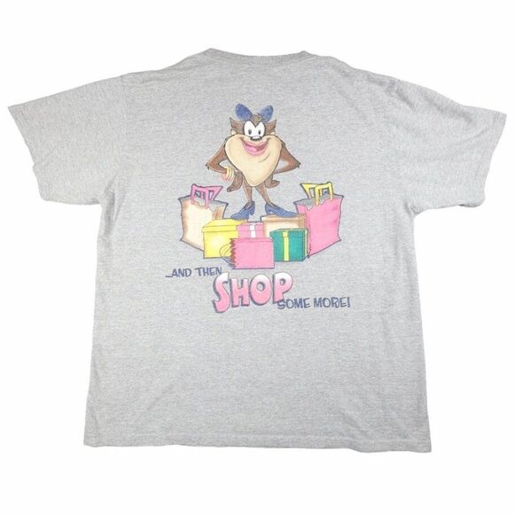 Vintage Taz Looney Tunes T Shirt Mens Size XL Gray 90s Shop She Devil Made In US - Picture 3 of 8
